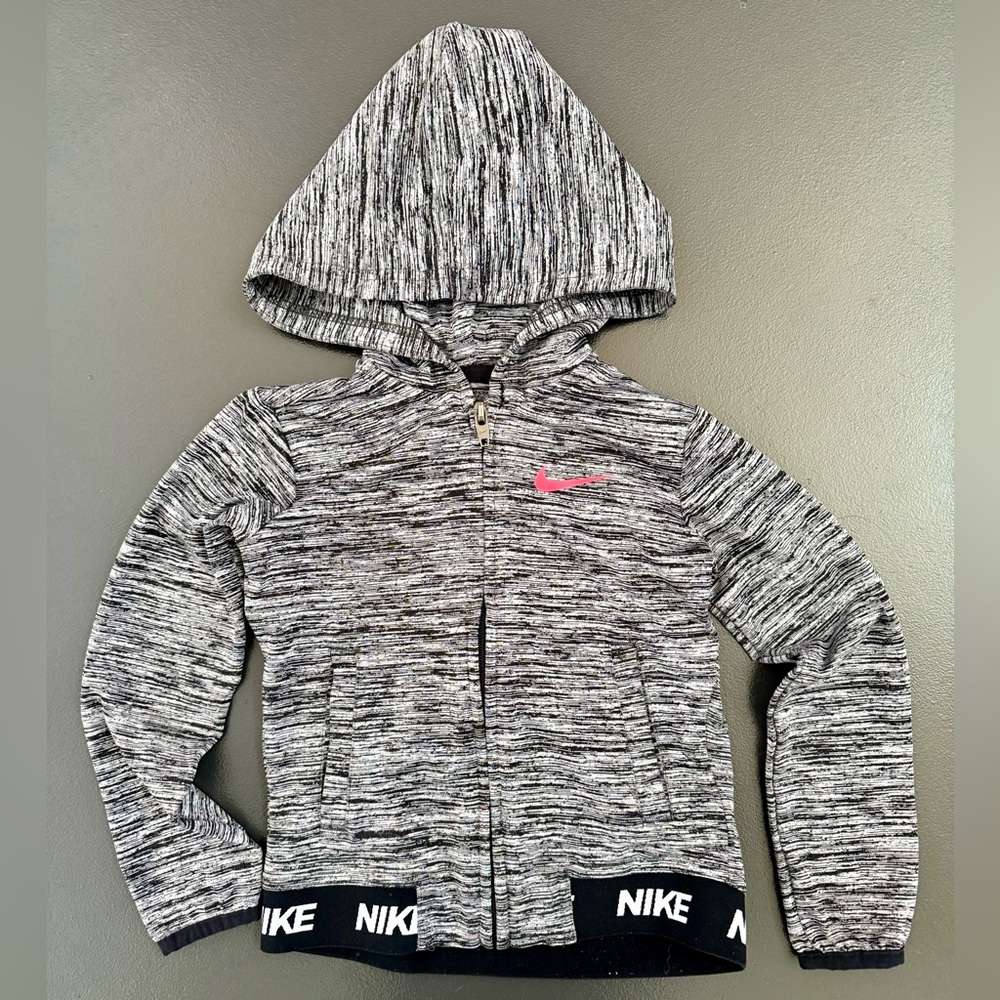 Nike Dri-Fit Toddler Girls 3T Track Hoodie Jacket Pockets Tricot Gray